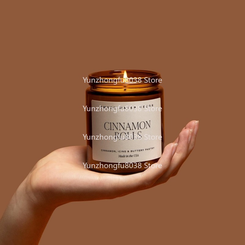 Amber Jar Candle - 温かいスパイスと柑橘系の香りでホームデコレーションを彩る - 40時間燃焼するソイキャンドル - 9オンスの黒蓋付きアンバージャーキャンドル 秋の香り