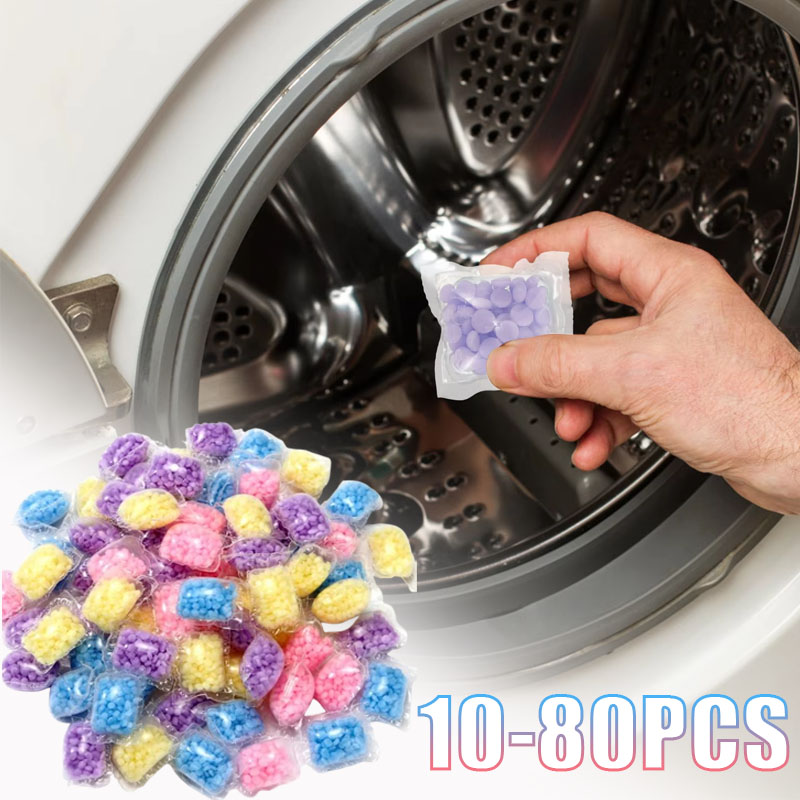 Scent Booster Bead - 10-80個入り 香りブースタービーズ 水溶性 長続きするフレッシュな洗濯用フレグランスパール 衣類・タオル・寝具用柔軟剤