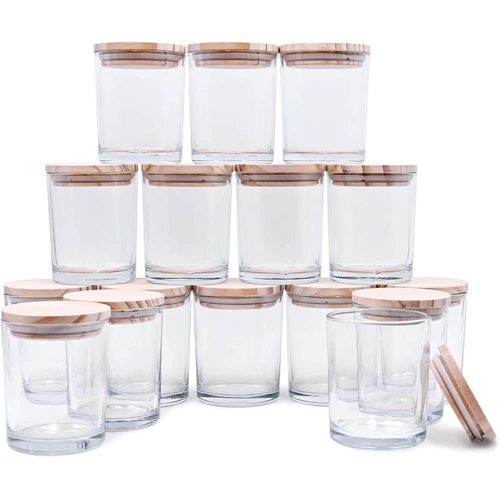 Amber Jar Candle - キャンドル作り用の200mlの厚いキャンドルジャー、キャンドル作り用の木製蓋付き7オンスの空のジャー、サンプル容器ブラック/アンバー/クリア