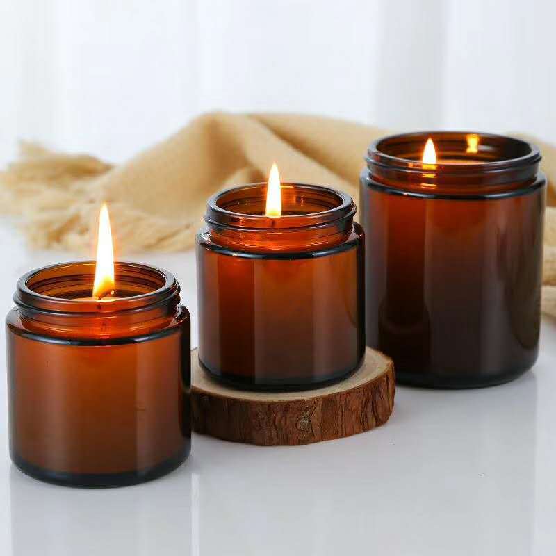 Amber Jar Candle - 6個入り 100/250ml アンバーガラスキャンドルジャー 空の丸型化粧品ジャー DIYアロマセラピーワックスメルトキャンドル軟膏ローションクリーム収納用