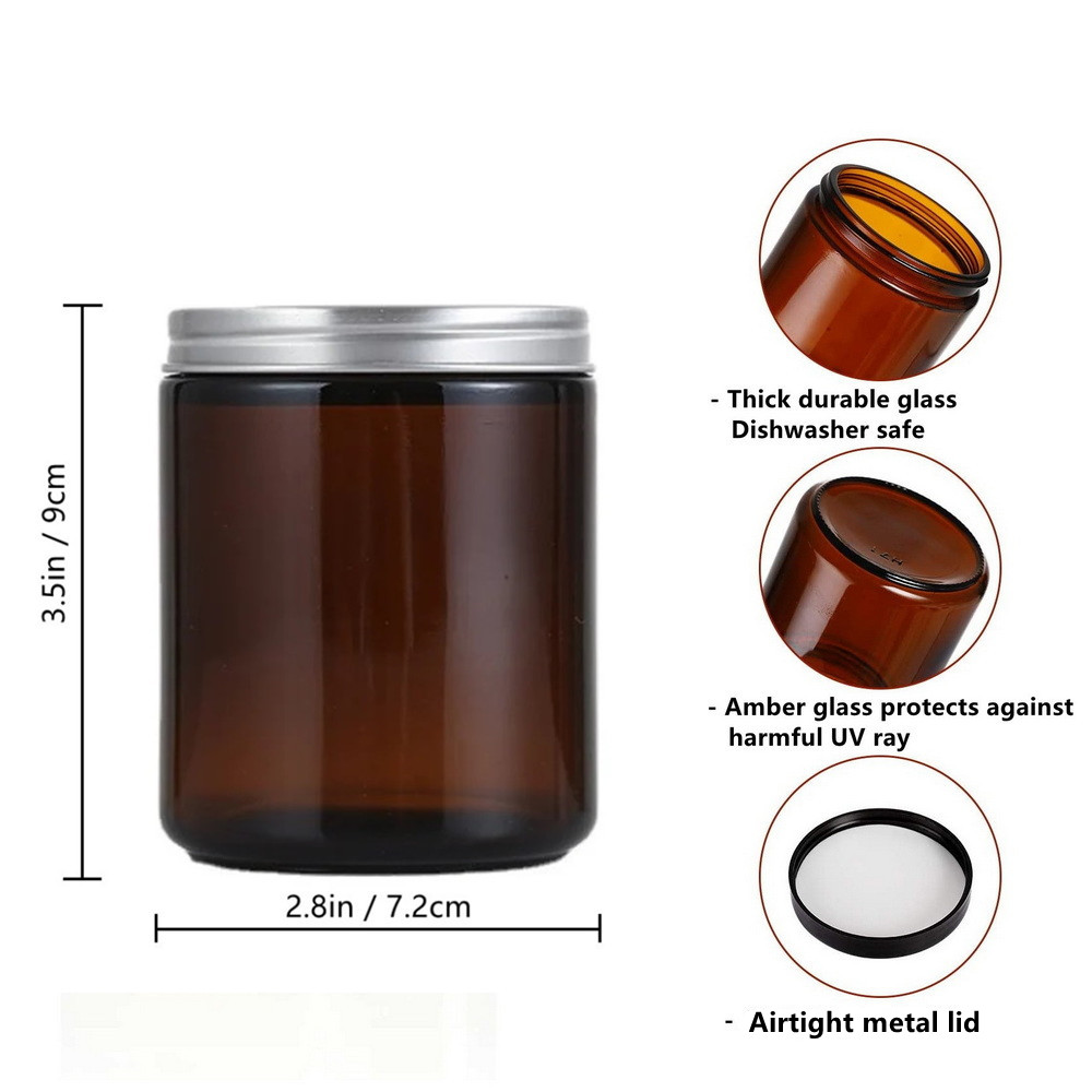 空のキャンドルジャー,クリーム用の金属蓋付きの丸い容器,化粧 - Amber Jar Candle のレビューと価格