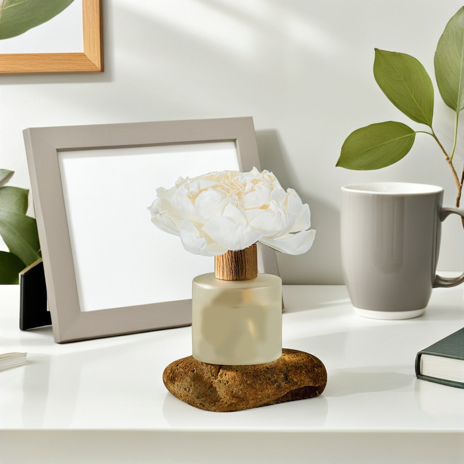 牡丹の花型フレグランスディフューザー 12cm 人工牡丹の花 - Home Fragrance Essential Oils のレビューと価格