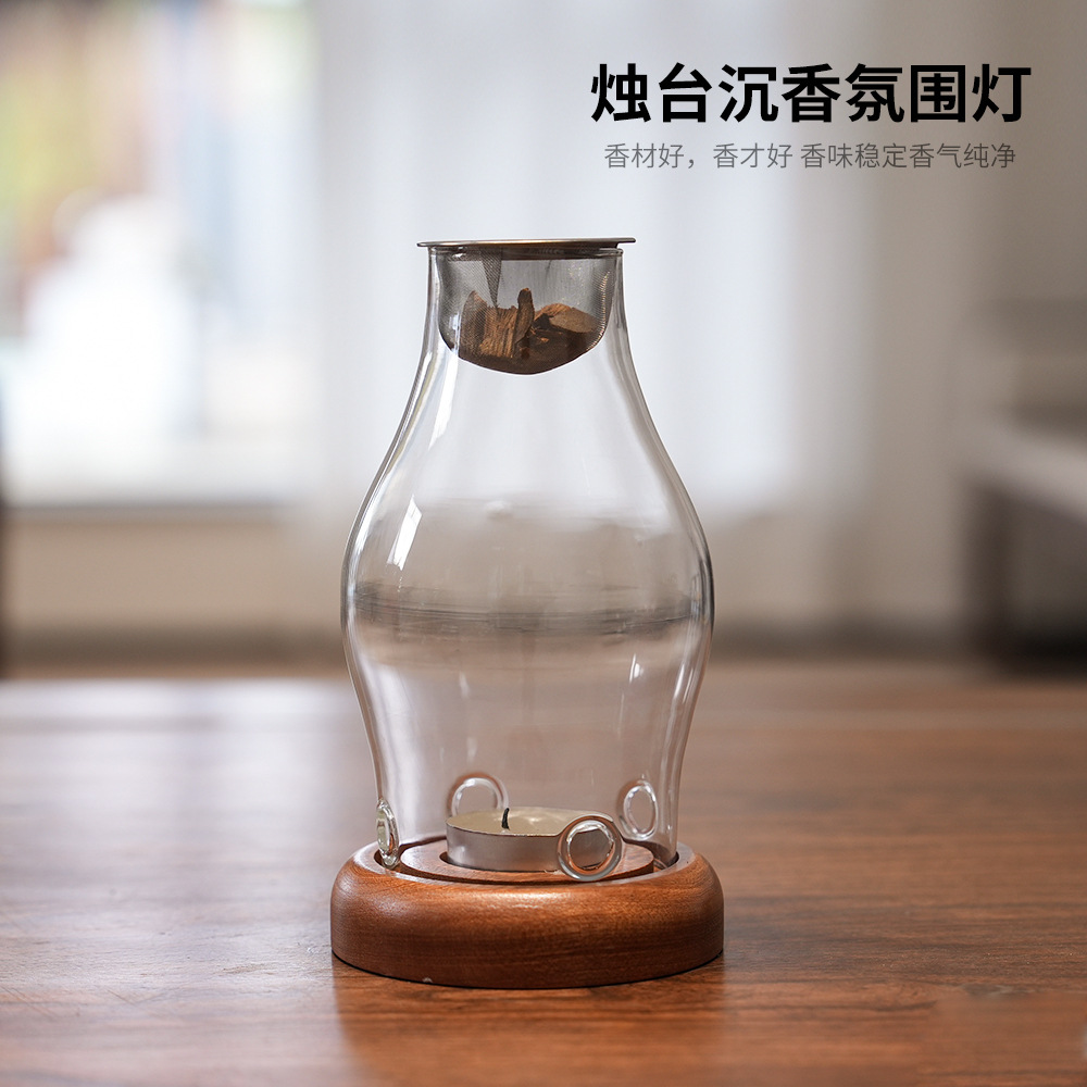 透明なガラス製キャンドルホルダー。 ホームヴィンテージ通気性 - Home Fragrance Lamp のレビューと価格