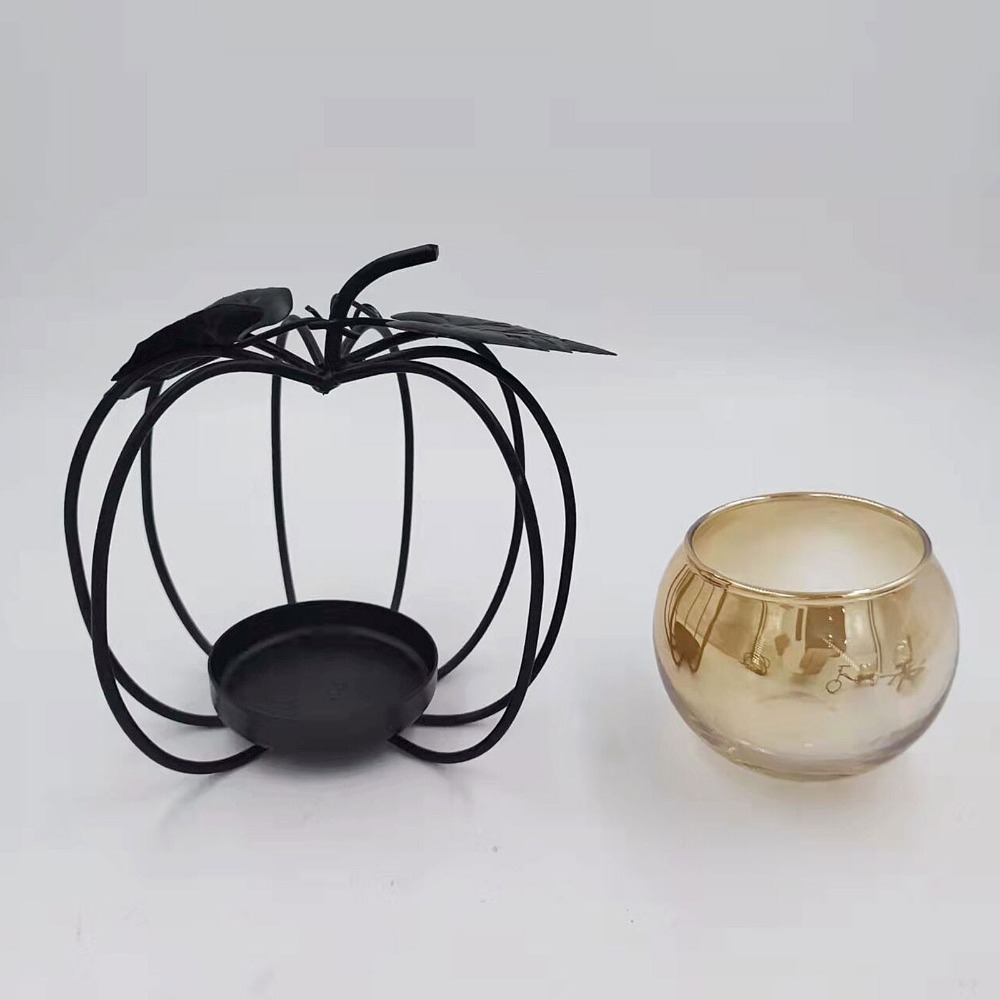 鉄とガラスの組み合わせキャンドルホルダー、アンバーカップ付き - Amber Jar Candle のレビューと価格