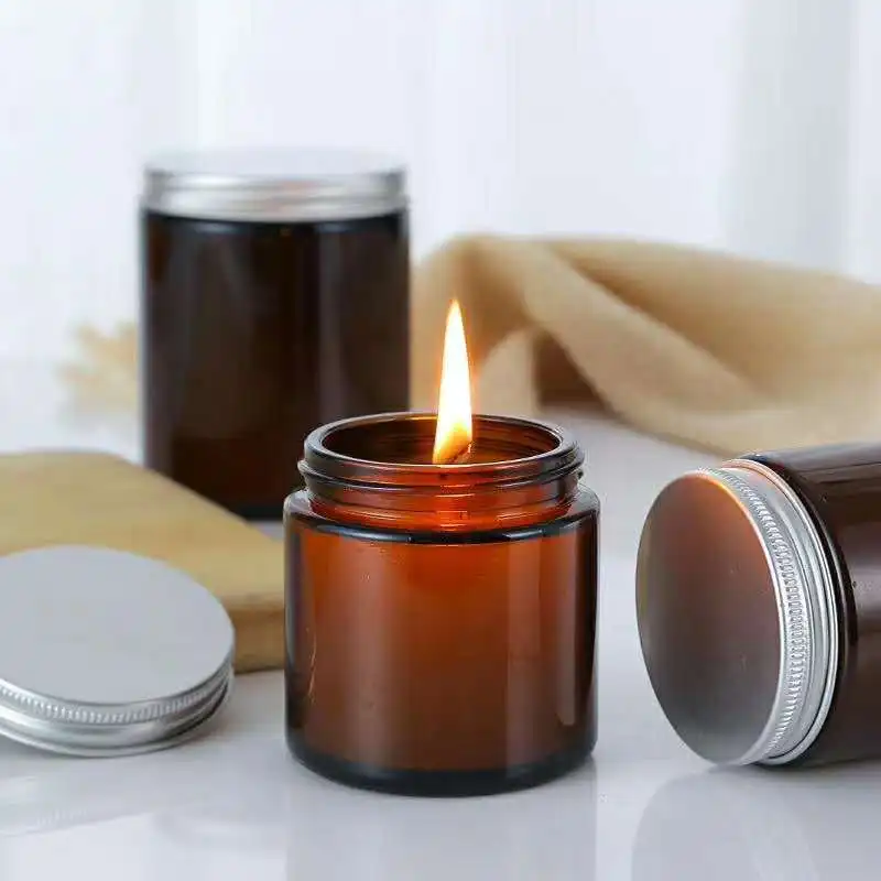 6pc 100/250 ミリリットル琥珀ガラスキャンドルジャ - Amber Jar Candle のレビューと価格