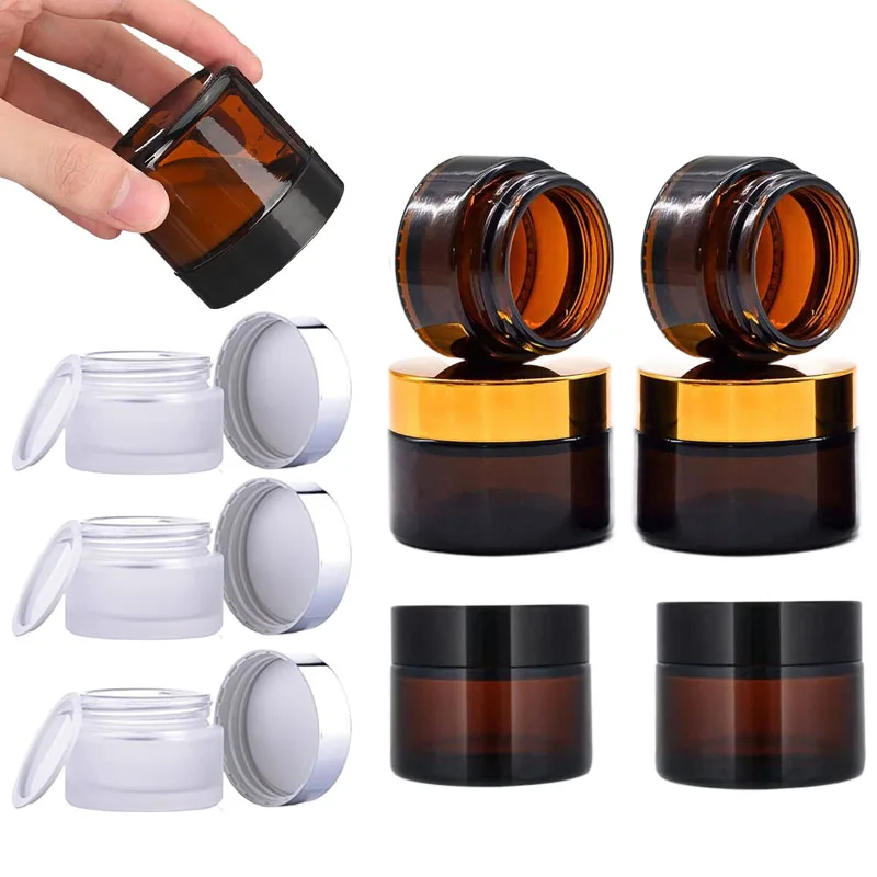 5個入り 5g-100g アンバー色の空のガラス瓶 内部ライ - Amber Jar Candle のレビューと価格