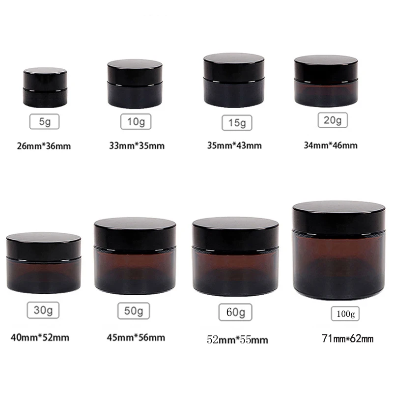 5個入り 5g-100g アンバー色の空のガラス瓶 内部ライ - Amber Jar Candle のレビューと価格