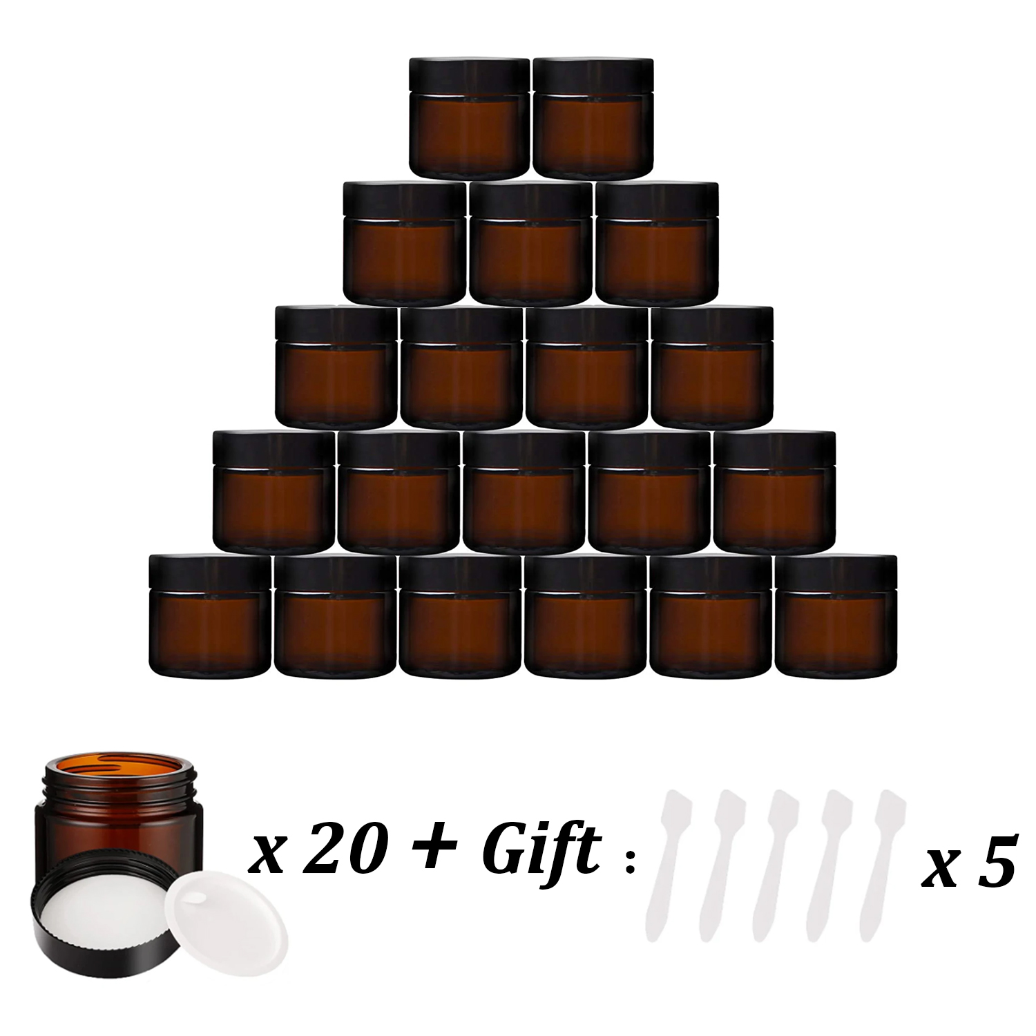 20 個の小さな琥珀色のガラス瓶、黒い蓋付き 5/10/15 - Amber Jar Candle のレビューと価格