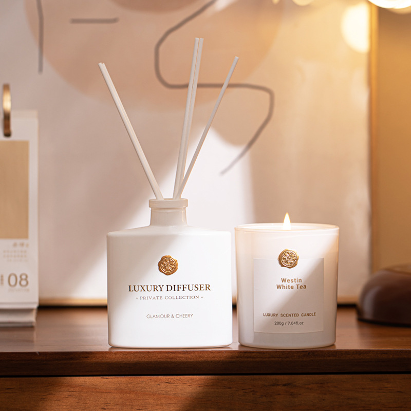 リードディフューザー＆香り付きキャンドルギフトセット、ガラス - Home Fragrance Wax Melts のレビューと価格